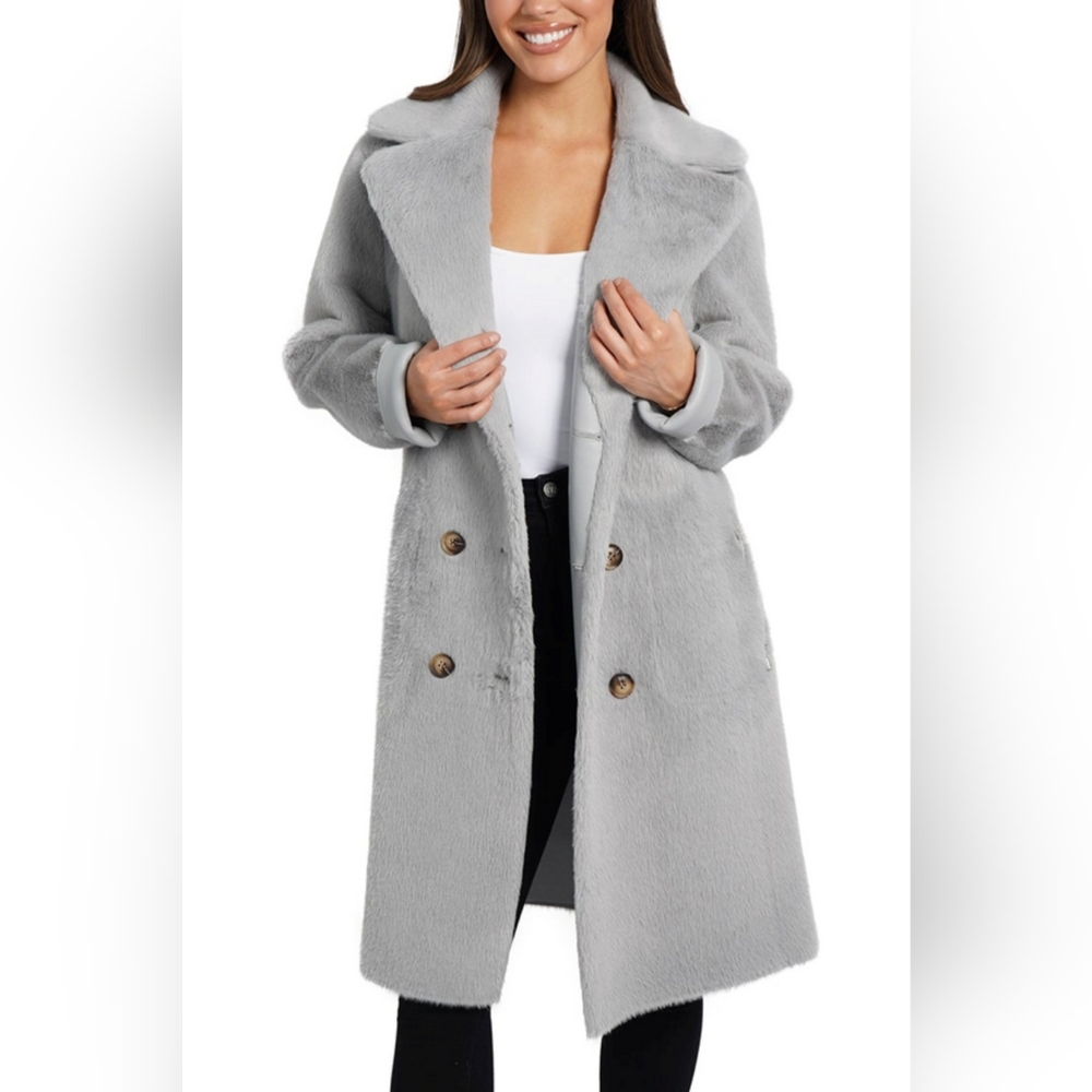 Love Token Reversible Faux-Leather Faux Fur Coat LT96135